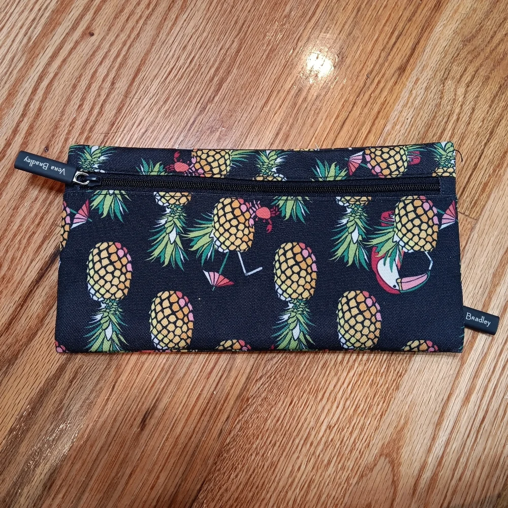 Vera Bradley Pencil Pouch Lighten Up Toucan Party! PINEAPPLES‎ TOUCAN
